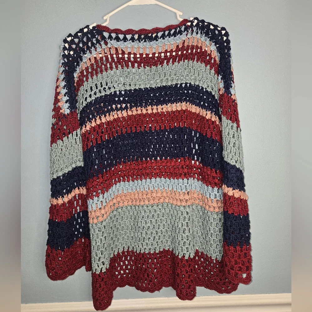 Show Me Your Mumu Paula Crochet Pullover Oversized Striped Sweater Size Medium - Picture 7 of 7